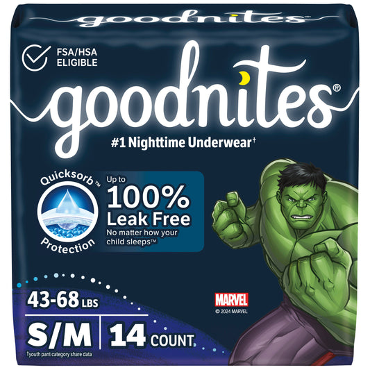 Goodnites Boys' Nighttime Bedwetting Underwear - S/M (43-68 lbs)
