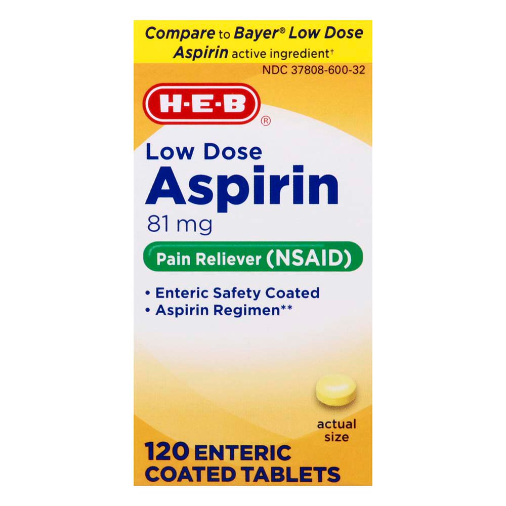 H-E-B Low Dose Aspirin Enteric Coated Tablets - 81 mg