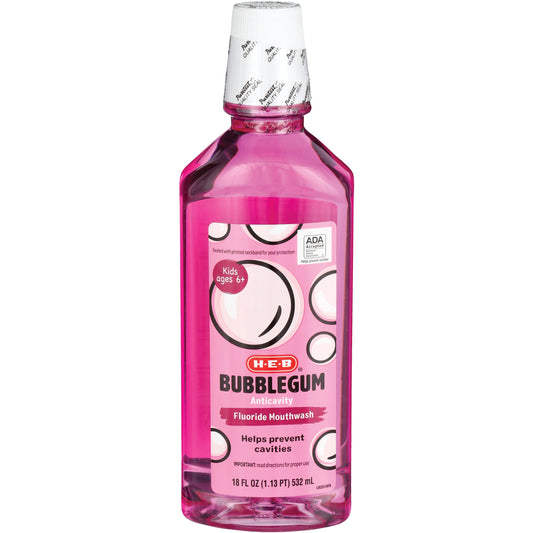 H-E-B Kid's Bubble Gum Flavor Anticavity Fluoride Mouth Rinse