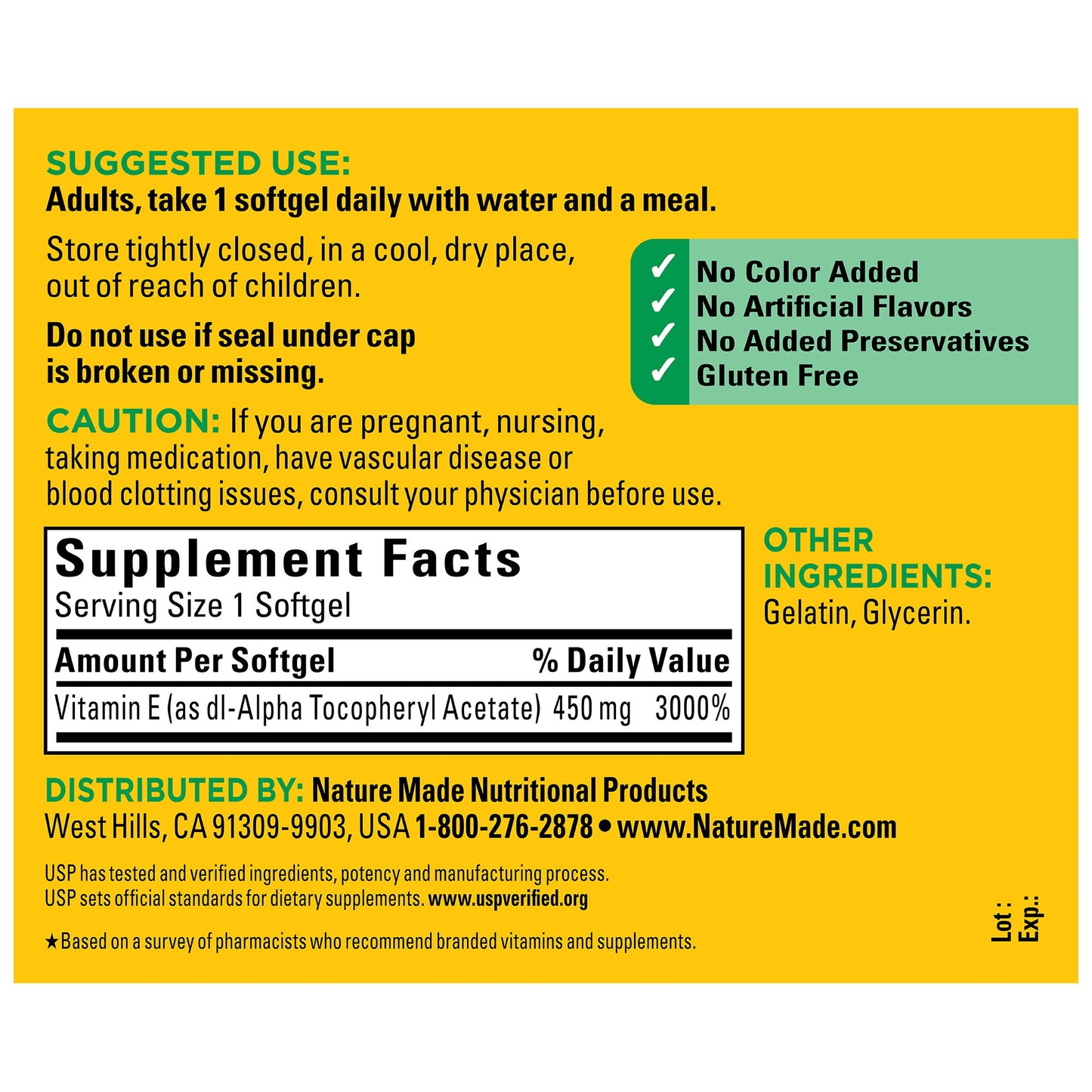 Nature Made Vitamin E 450 mg (1,000 IU) Liquid Softgels