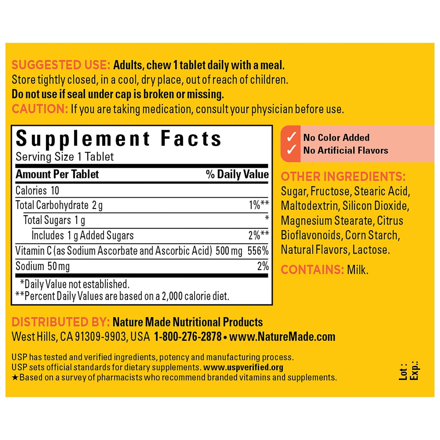 Nature Made Vitamin C 500 mg Chewable Tablets - Orange