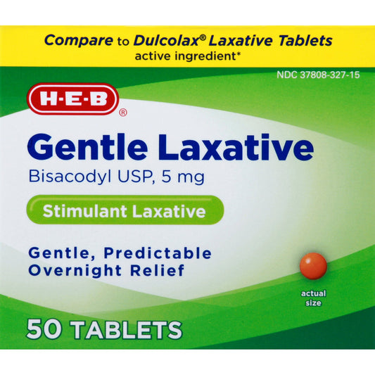 H-E-B Gentle Laxative Bisacodyl Tablets - 5 mg