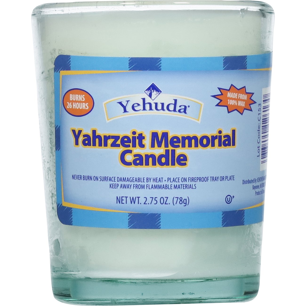 Yehuda Yahrzeit Memorial Candle