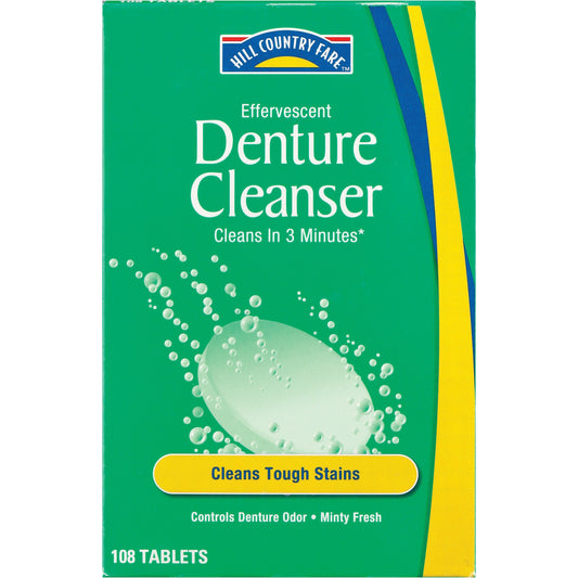 Hill Country Fare Effervescent Denture Cleanser - Minty Fresh Tablets