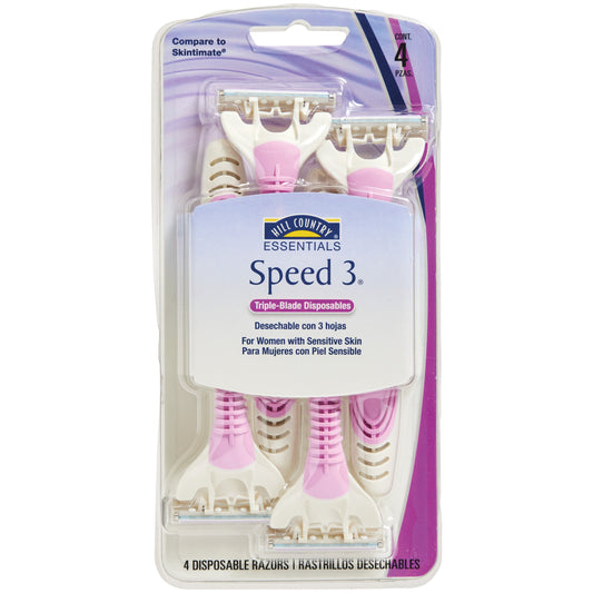 Hill Country Essentials Speed 3 Women's Disposable Razors - Sensitive Skin