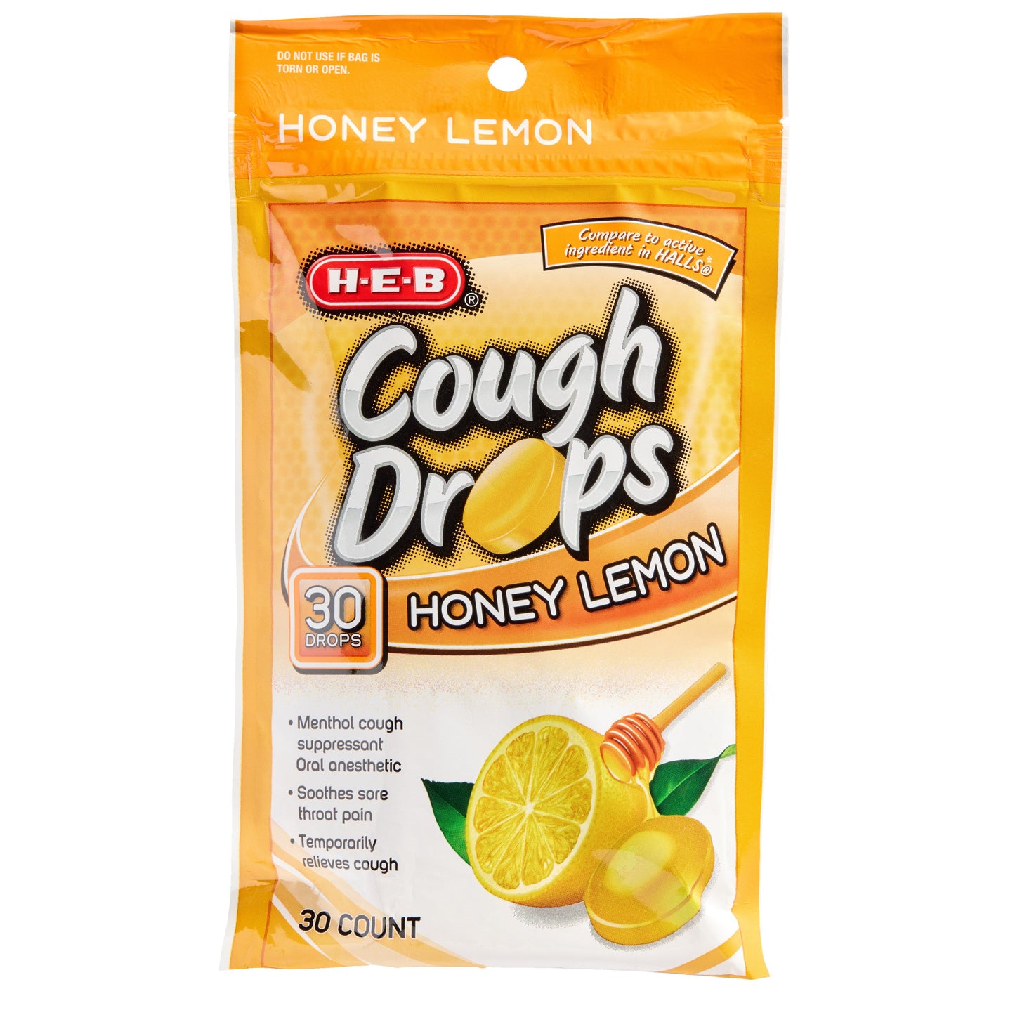 H-E-B Cough & Throat Relief Drops - Honey Lemon