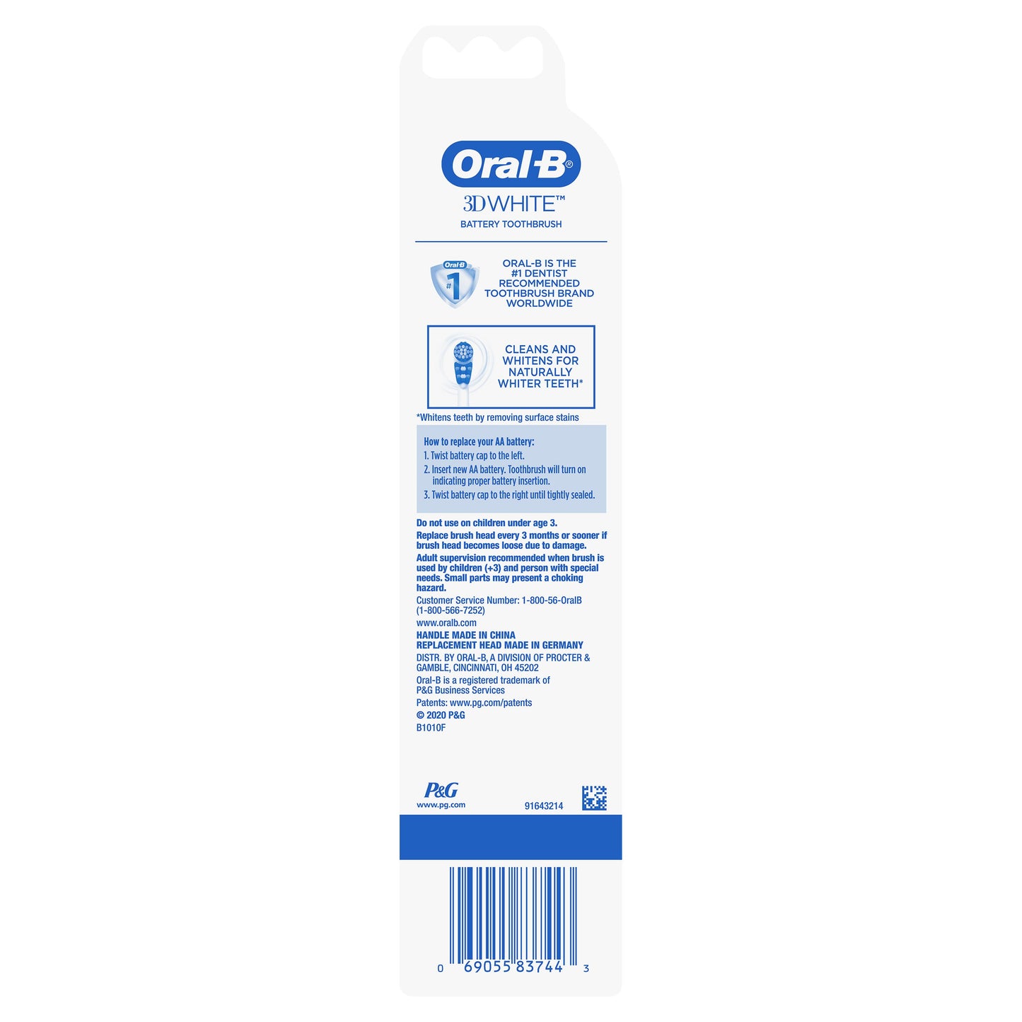 Oral-B 3D White Battery Powered Toothbrush