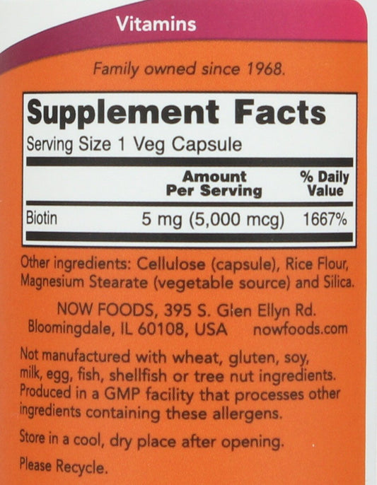 NOW Biotin 5000 mcg Capsules