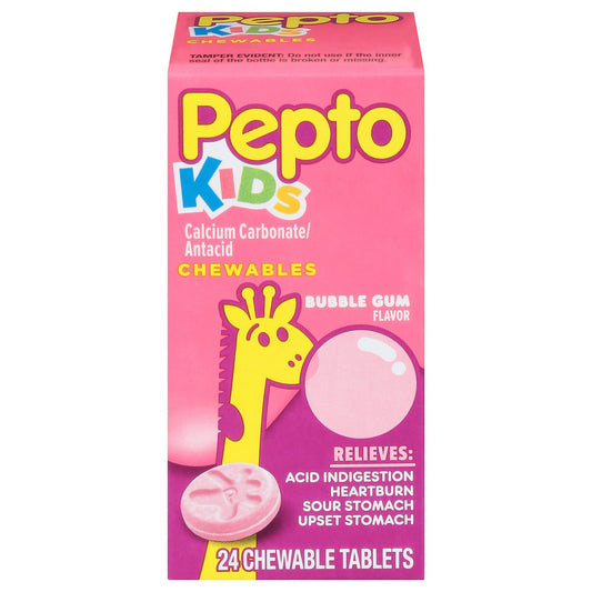 Pepto-Bismol Kid's Chewable Tablets for Heartburn, Acid Indigestion, Sour Stomach, & Upset Stomach, Bubblegum Flavor