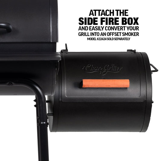 Char-Griller Wrangler Charcoal Grill with Wood Shelves