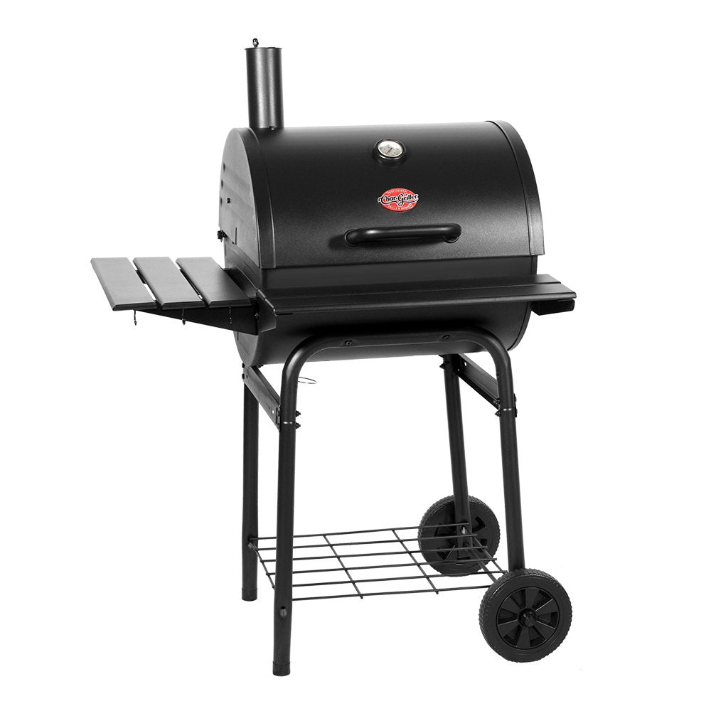 Char-Griller Wrangler Charcoal Grill with Wood Shelves