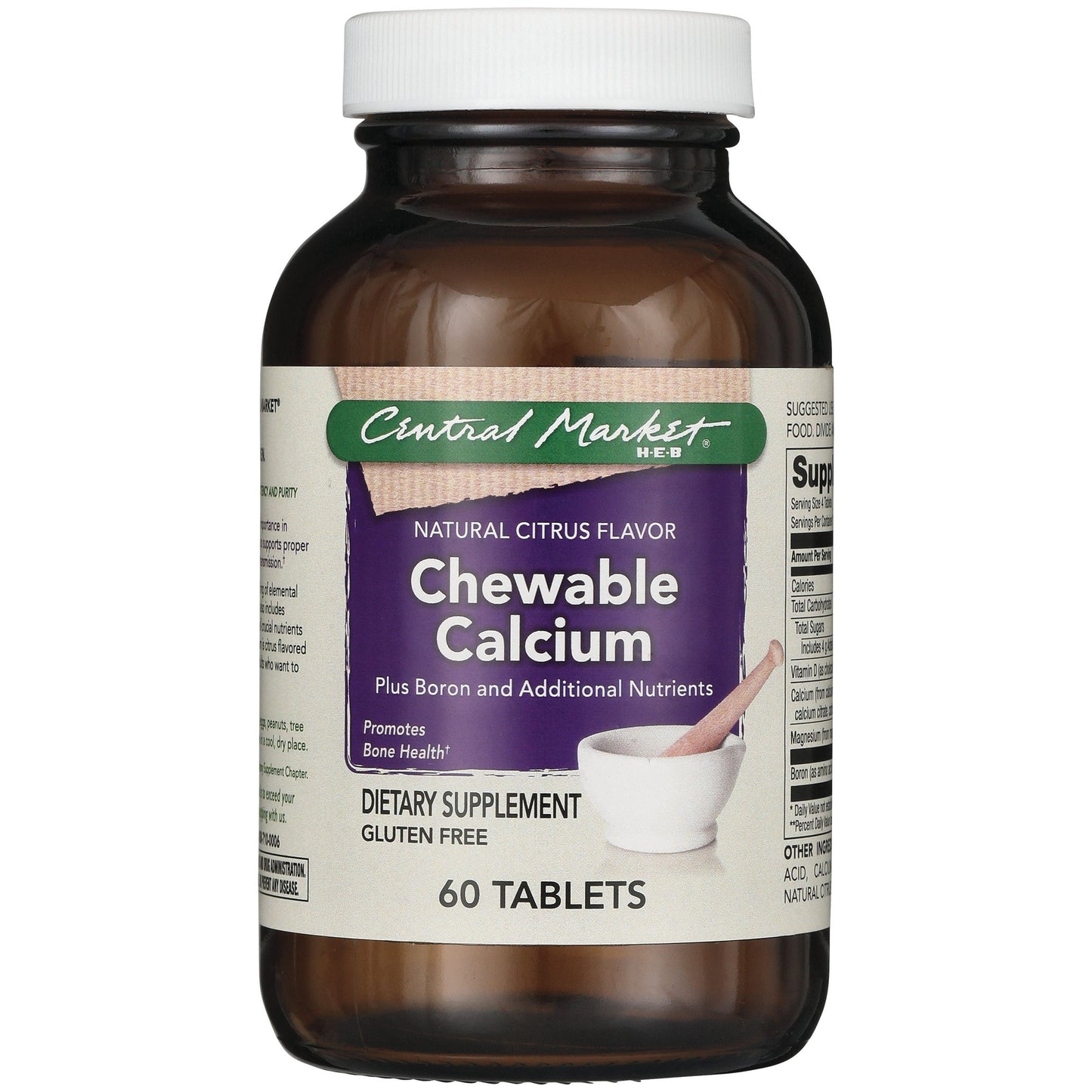 Central Market Chewable Calcium Vegetarian Tablets Natural Citrus Flavor