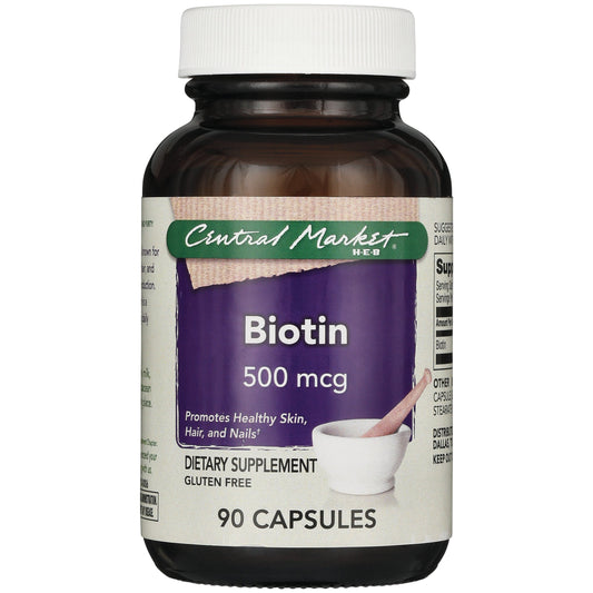Central Market Biotin 500 mcg Capsules