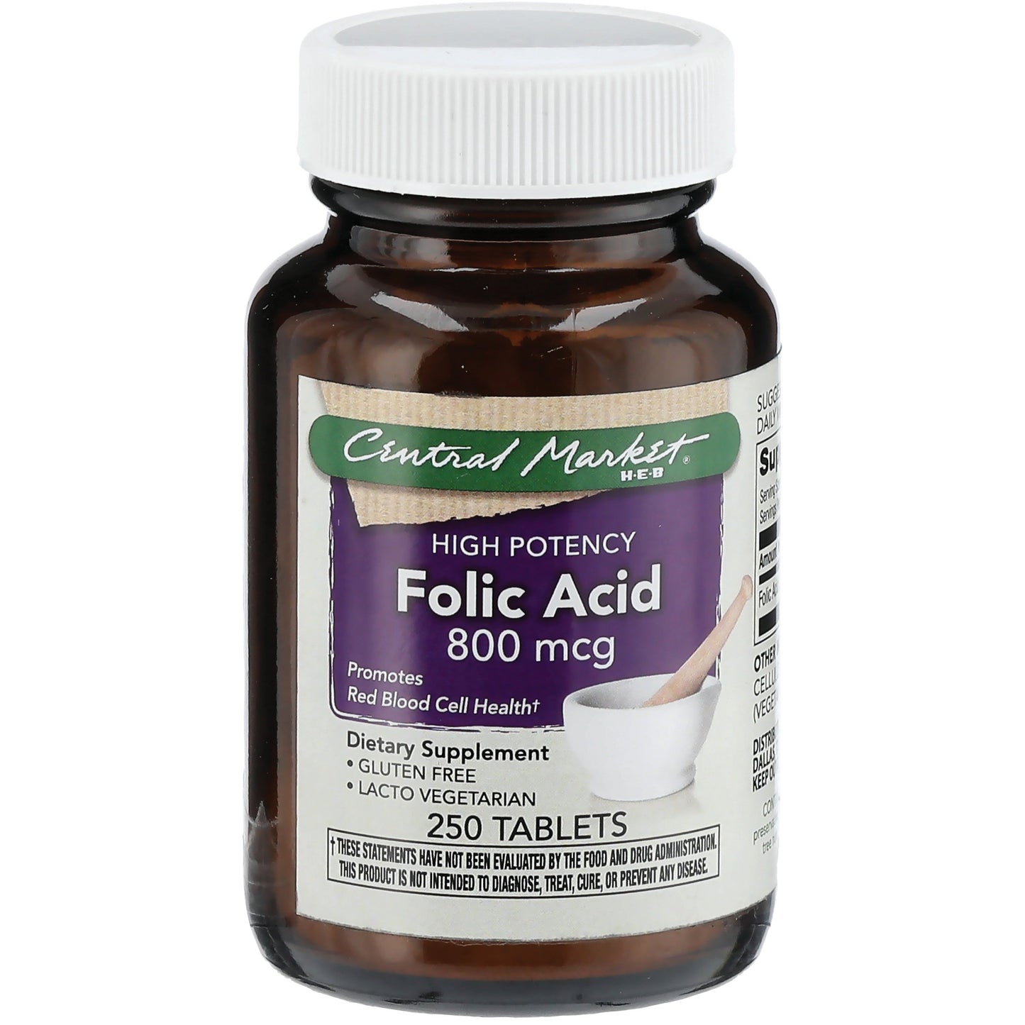 Central Market Folic Acid 800 mcg High Potency Tablets