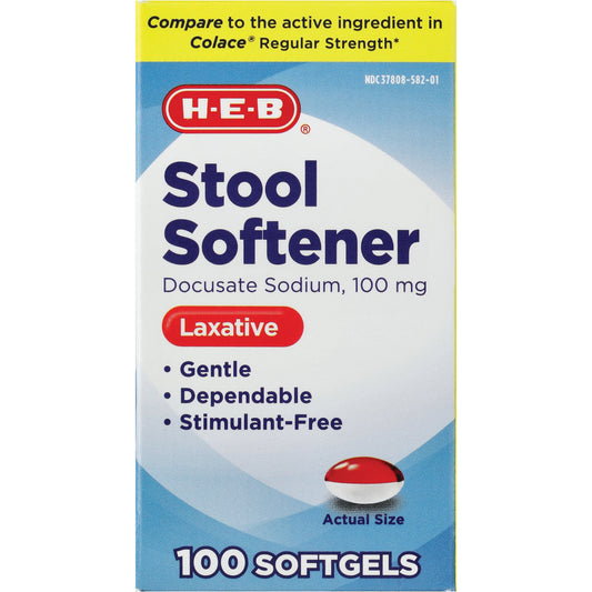 H-E-B Stool Softener Laxative 100 mg Softgels