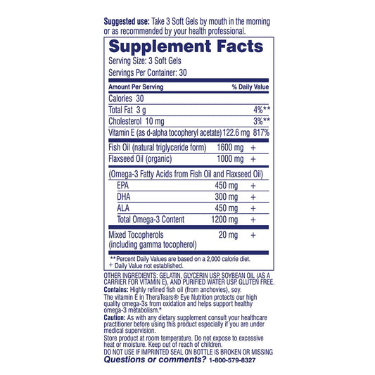 TheraTears Eye Nutrition for Dry Eyes Omega-3 1200mg Softgels