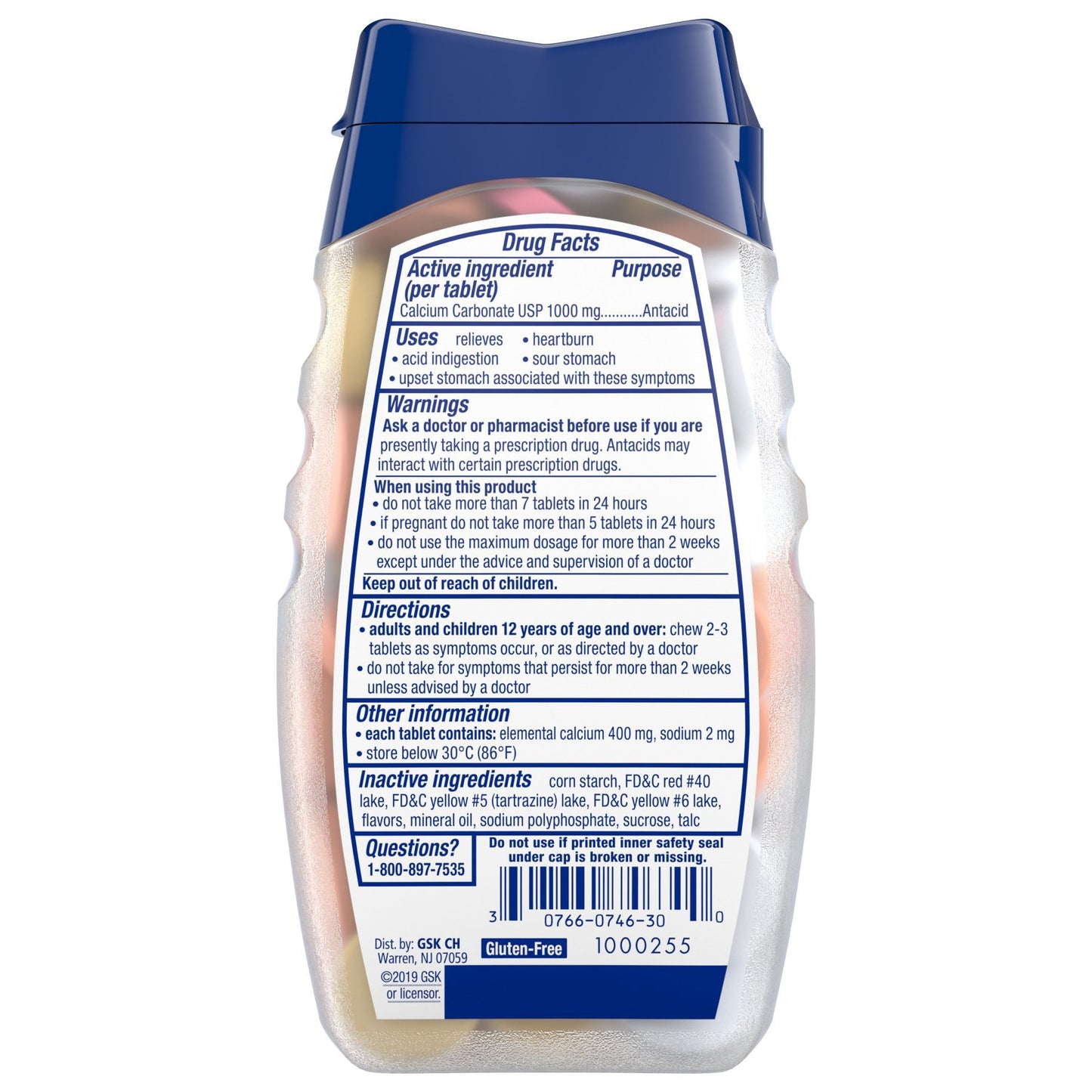Tums Chewable Antacid Tablets for Ultra Strength Heartburn Relief, Tropical Fruit
