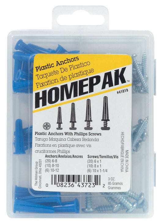 The Hillman Group Plastic Anchor with Screw Homepak