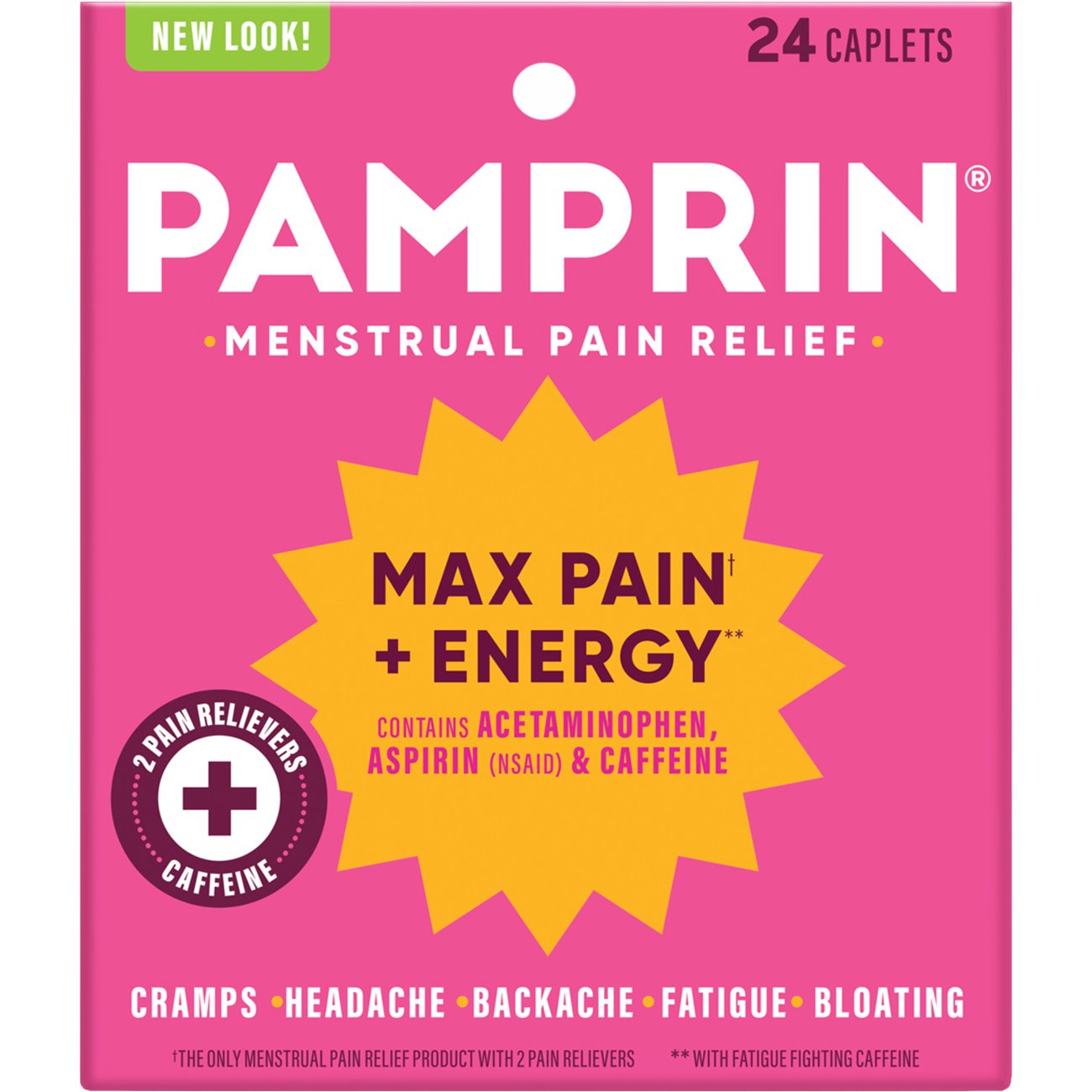 Pamprin Maximum Strength Menstrual Pain Relief + Energy Caplets