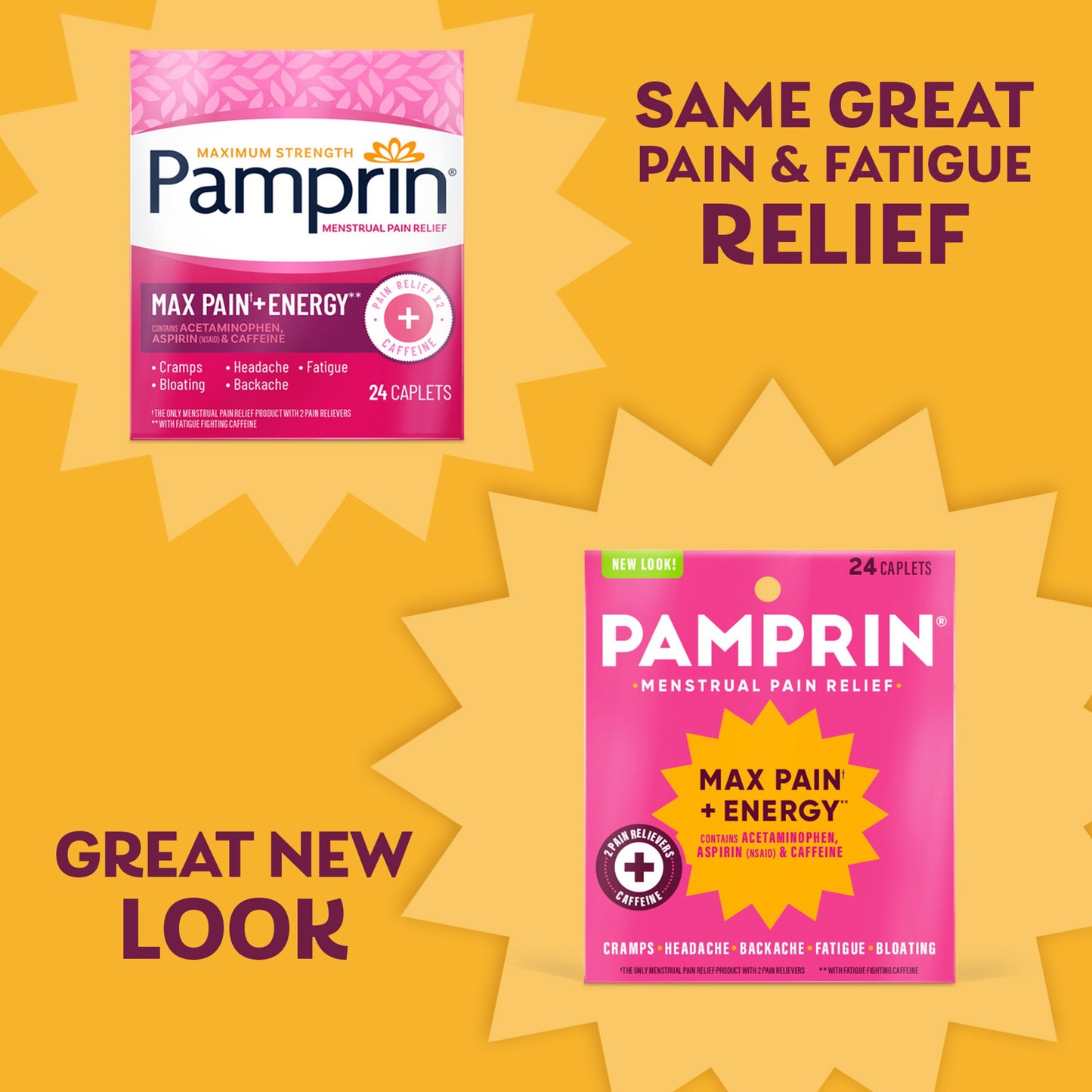 Pamprin Maximum Strength Menstrual Pain Relief + Energy Caplets