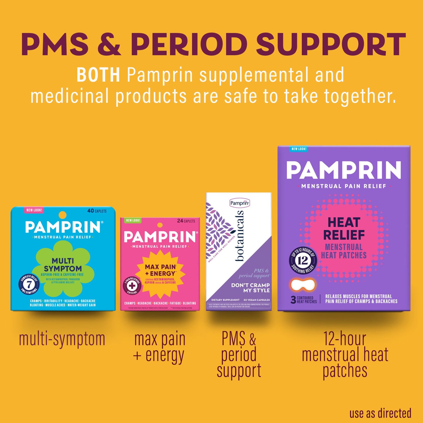 Pamprin Maximum Strength Menstrual Pain Relief + Energy Caplets