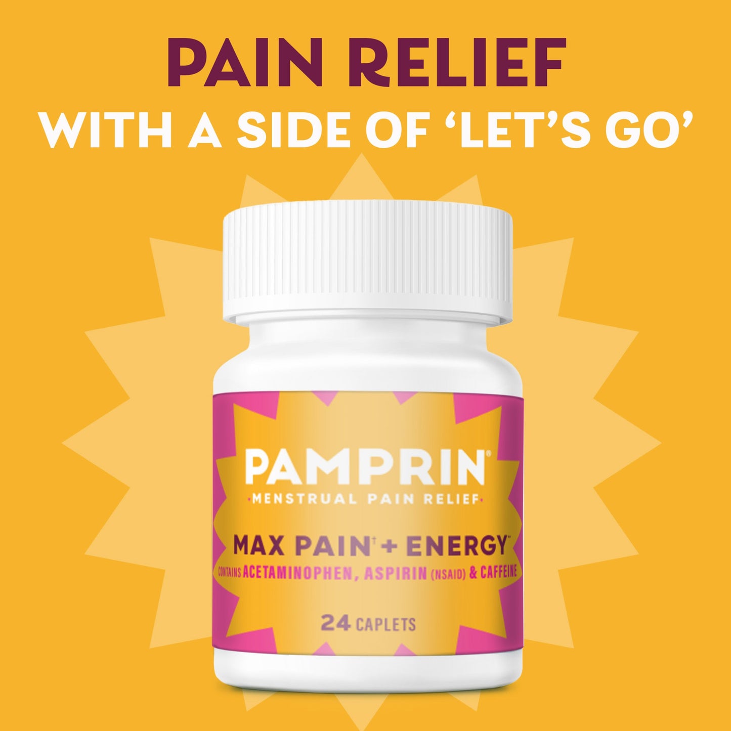 Pamprin Maximum Strength Menstrual Pain Relief + Energy Caplets