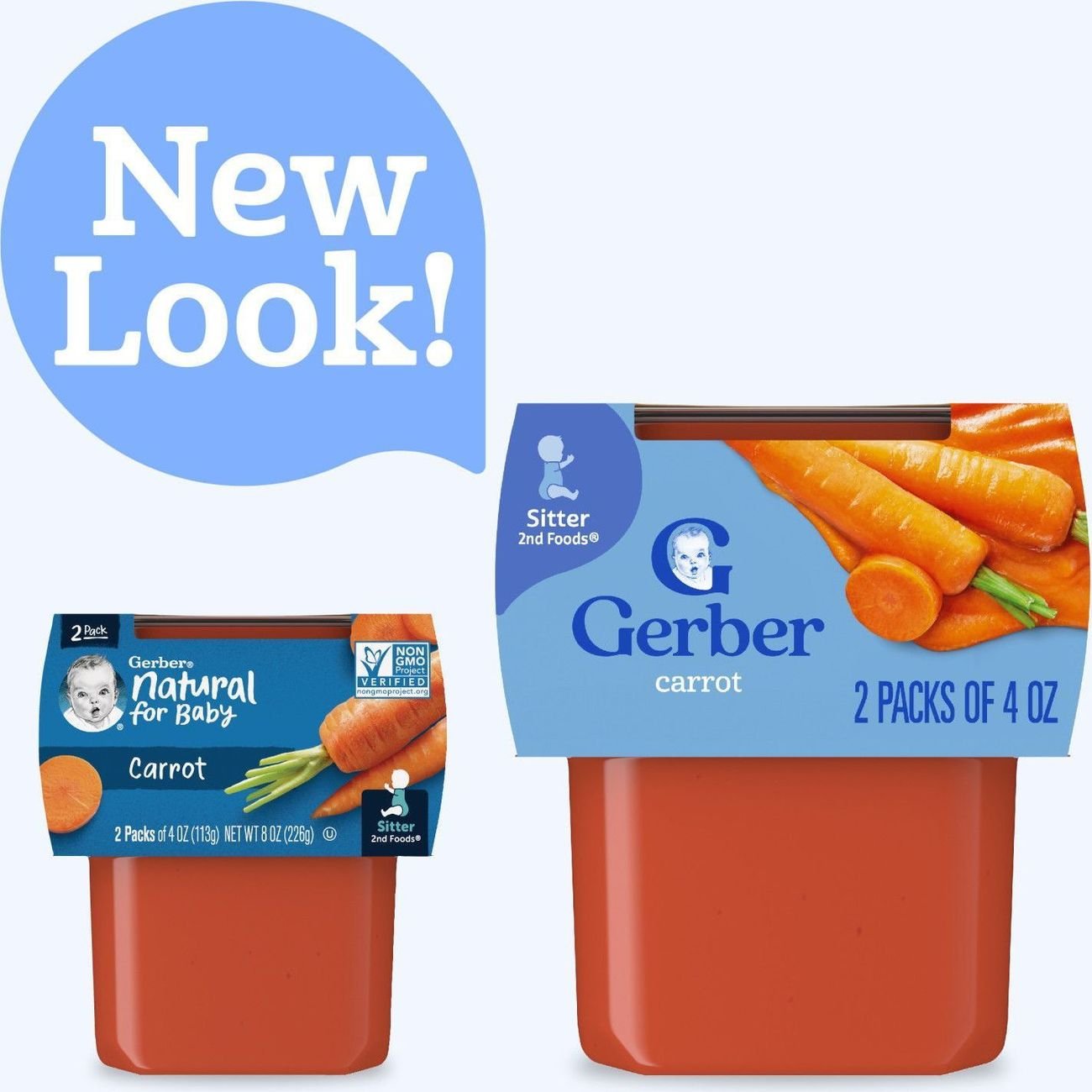 Gerber Stage 2 Baby Food - Carrot, 4 oz Tubs