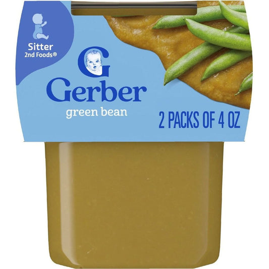 Gerber Stage 2 Baby Food - Green Bean, 4 oz Tubs