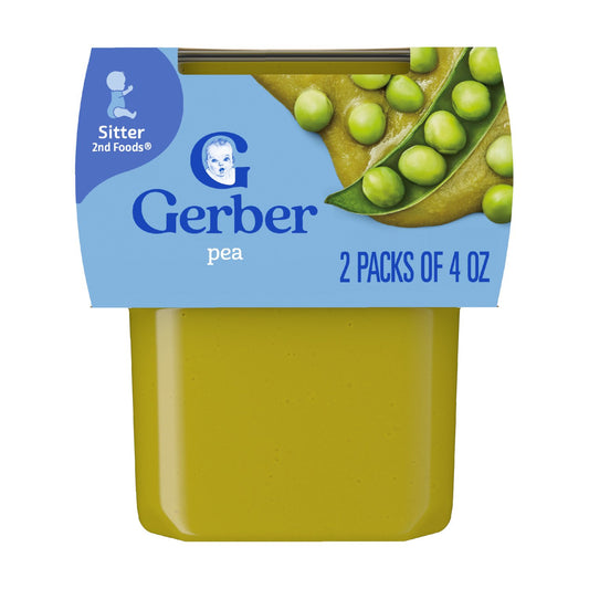 Gerber Stage 2 Baby Food - Pea, 4 oz Tubs
