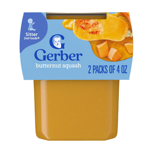 Gerber Stage 2 Baby Food - Butternut Squash, 4 oz Tubs