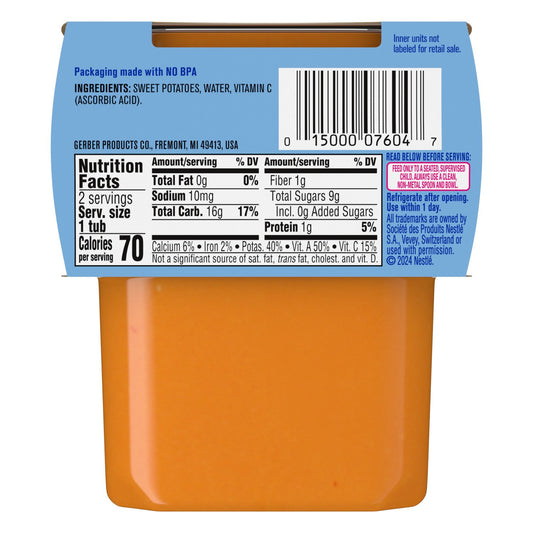 Gerber Stage 2 Baby Food - Sweet Potato, 4 oz Tubs