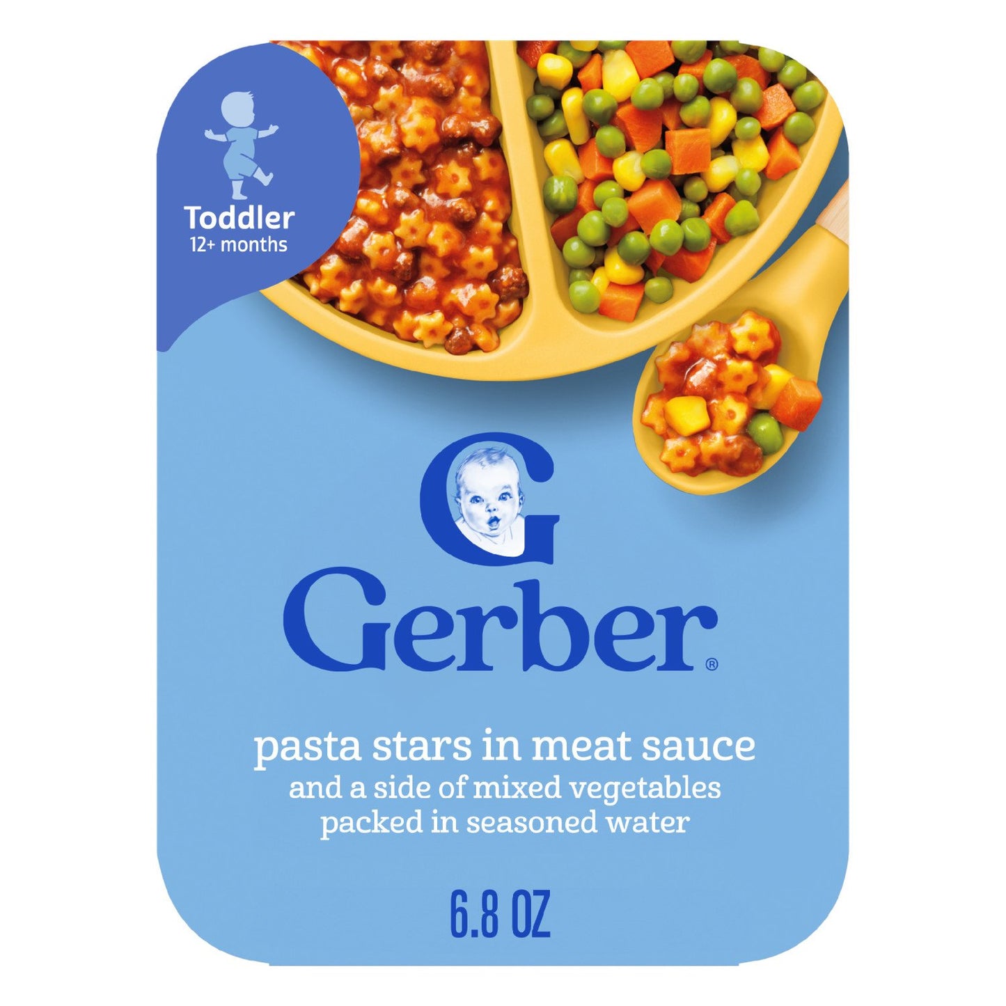 Gerber Mealtime for Toddler - Pasta Stars in Meat Sauce and a side of Green Beans