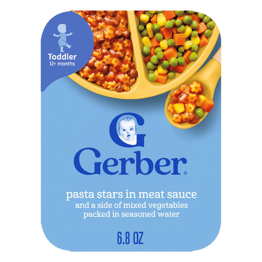 Gerber Mealtime for Toddler - Pasta Stars in Meat Sauce and a side of Green Beans
