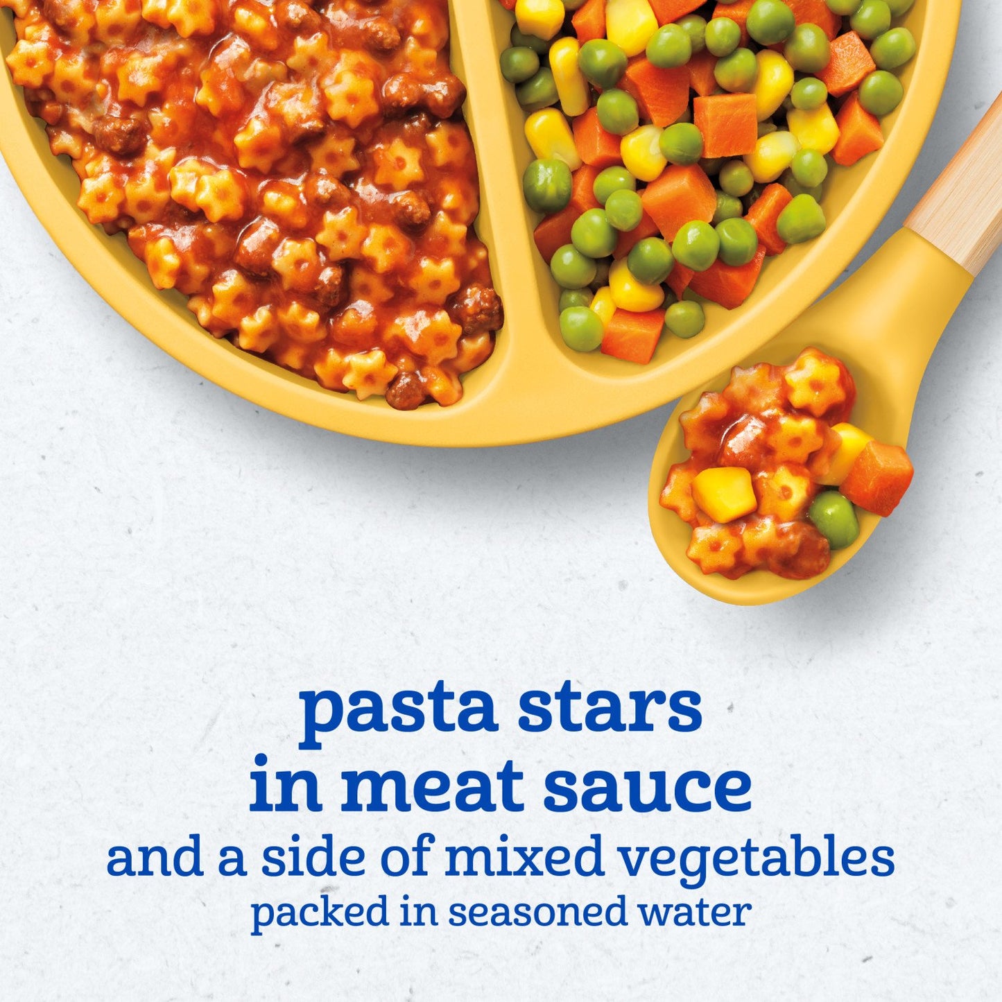 Gerber Mealtime for Toddler - Pasta Stars in Meat Sauce and a side of Green Beans