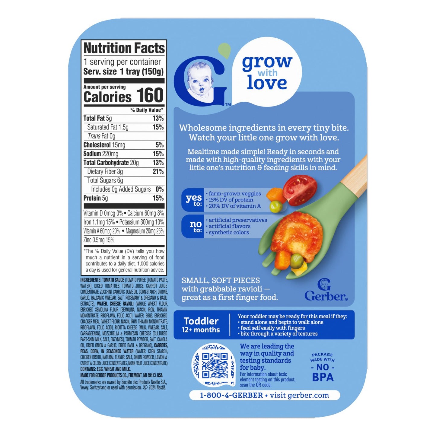Gerber Mealtime for Toddler - Cheese Ravioli in Tomato Sauce & Mixed Vegetables