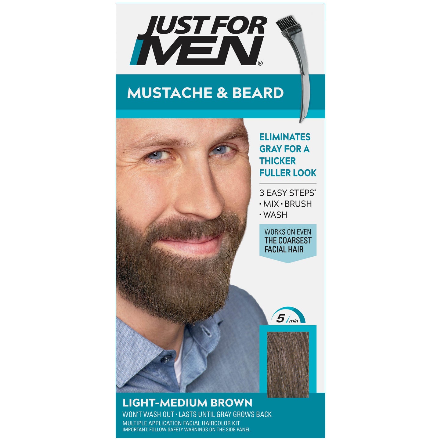 Just For Men Mustache & Beard Light-Medium Brown M-30 Brush-In Color Gel