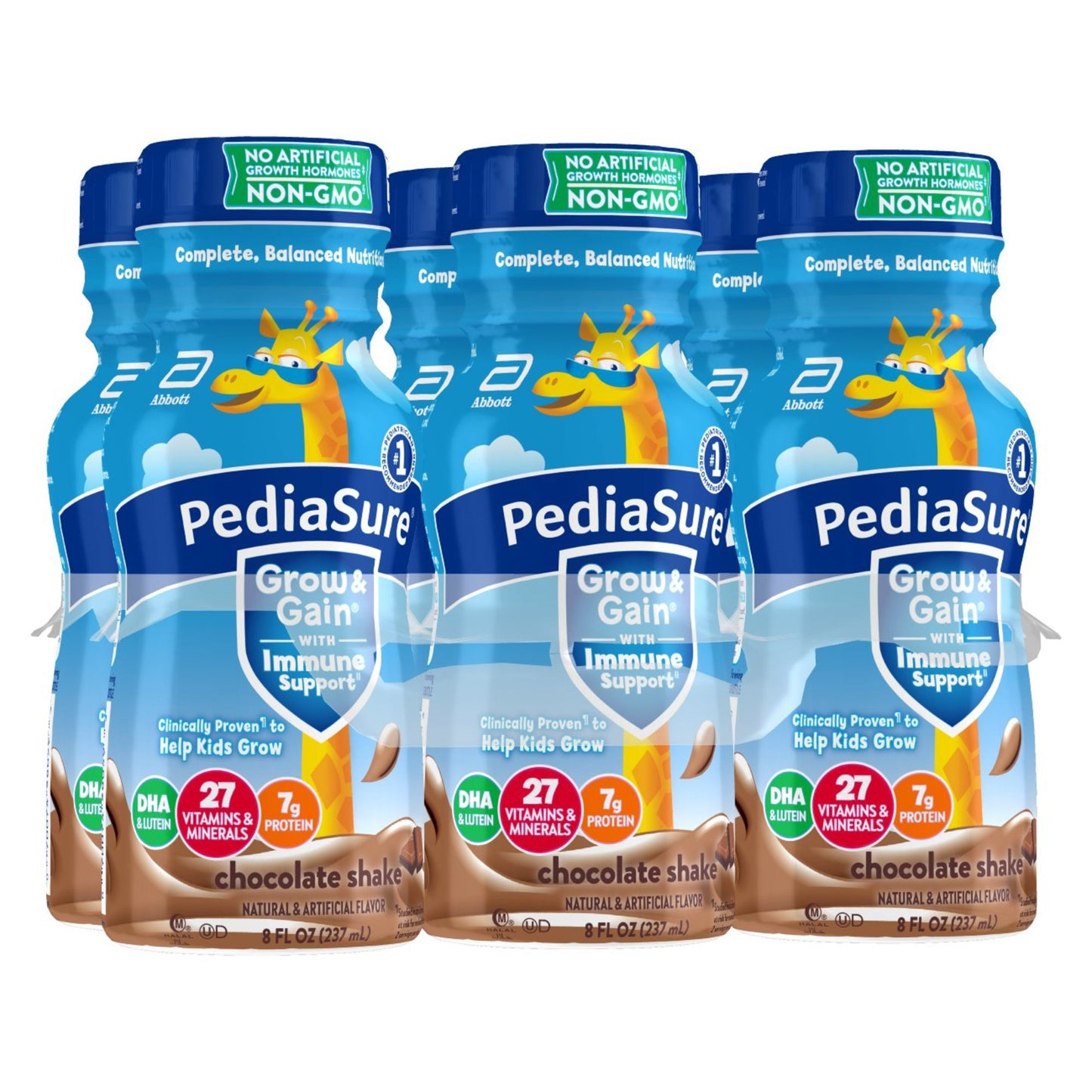 PediaSure Grow & Gain with Immune Support 7g Protein Shake for Kids - Chocolate, 8 oz Bottles