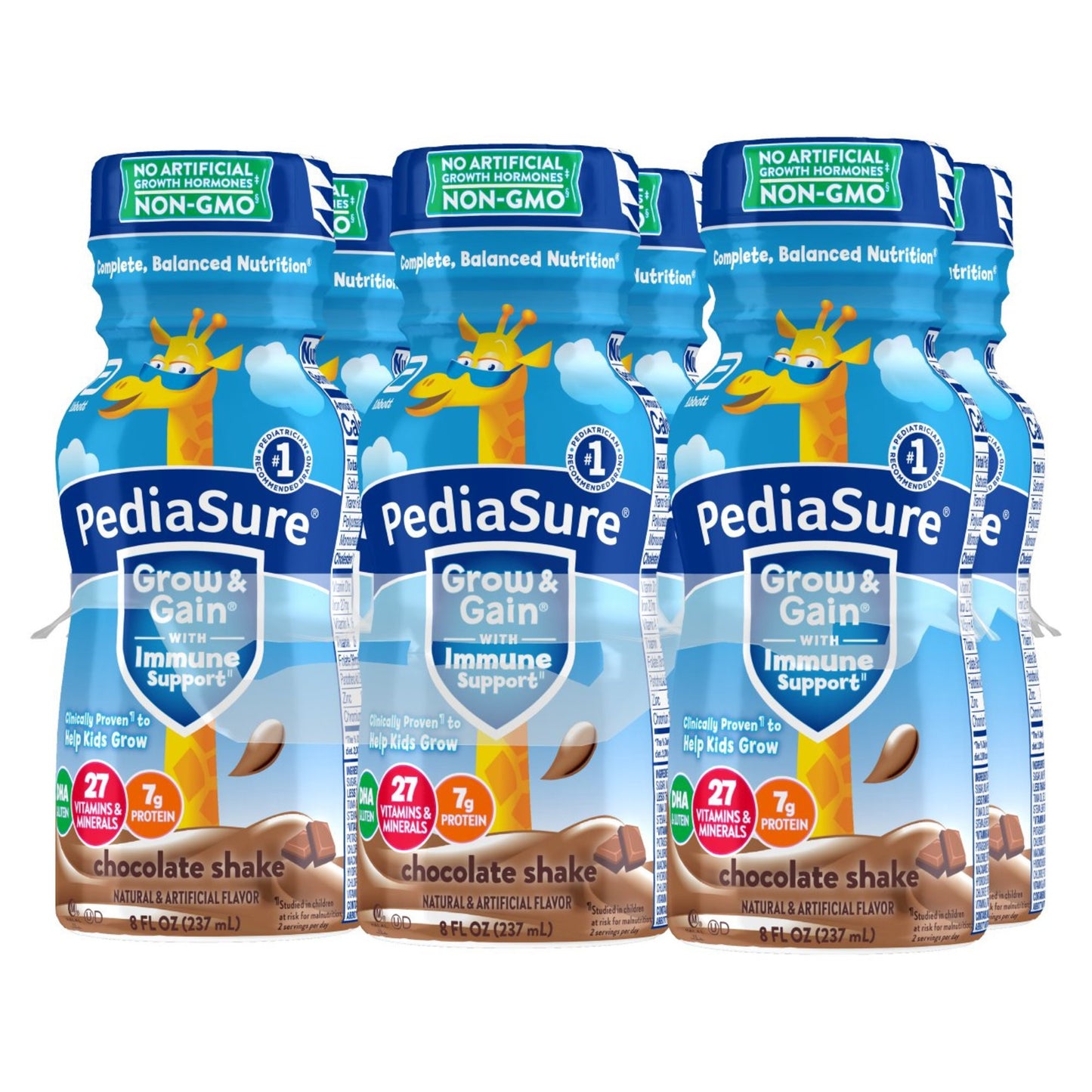 PediaSure Grow & Gain with Immune Support 7g Protein Shake for Kids - Chocolate, 8 oz Bottles
