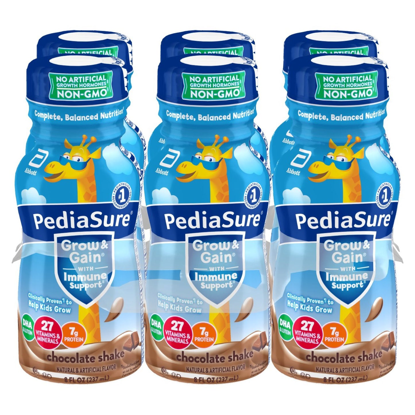 PediaSure Grow & Gain with Immune Support 7g Protein Shake for Kids - Chocolate, 8 oz Bottles