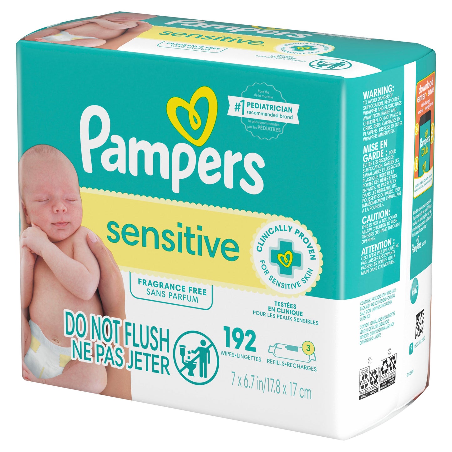 Pampers Sensitive Skin Baby Wipes Refills 3 pk