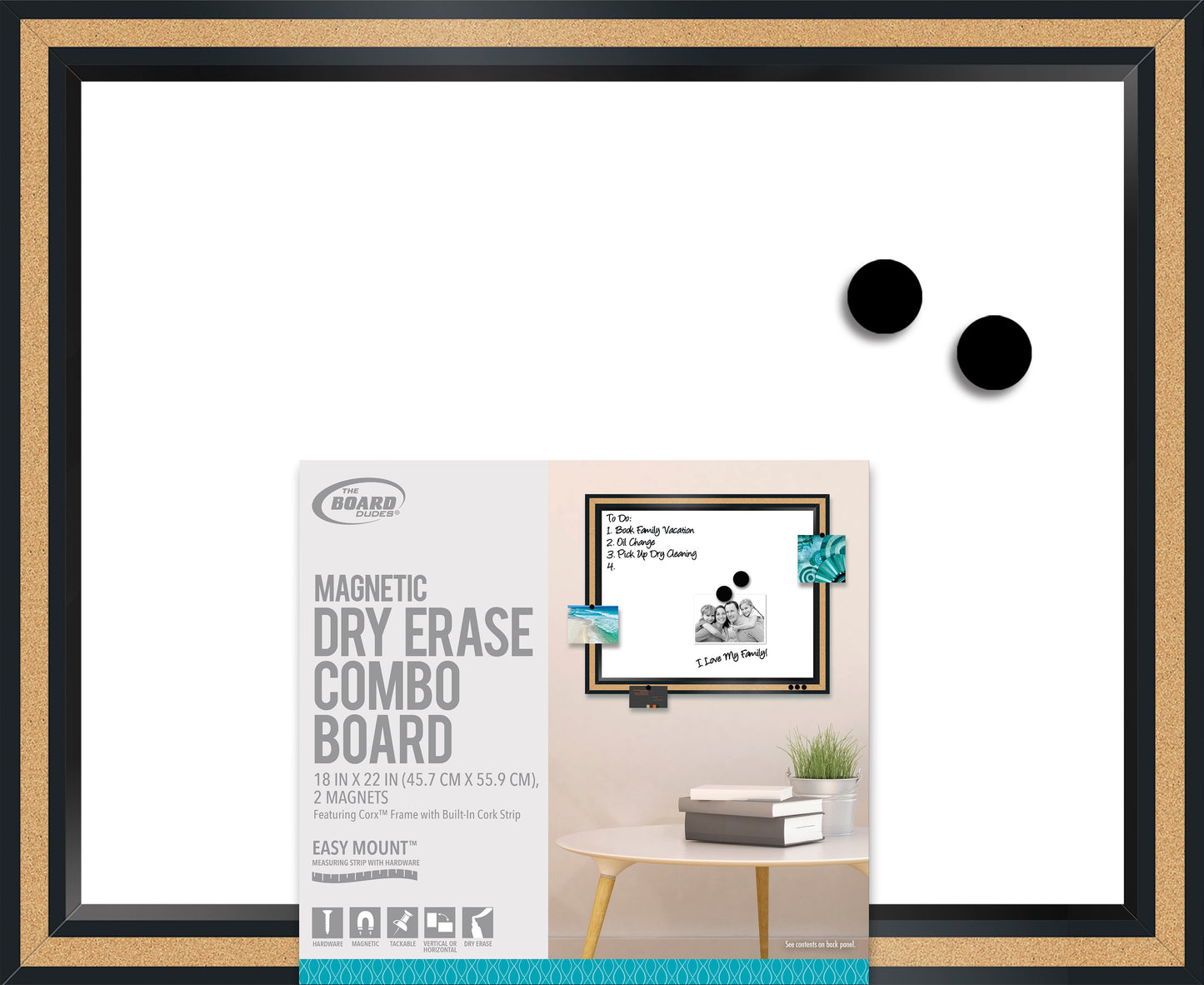 The Board Dudes Magnetic Dry Erase Combo Board