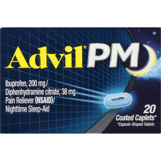 Advil PM Pain Reliever and Nighttime Sleep Aid, Ibuprofen for Pain Relief and Diphenhydramine Citrate for a Sleep Aid