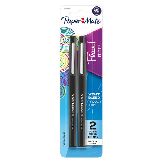 Paper Mate Flair 0.7mm Felt Tip Pens - Black Ink