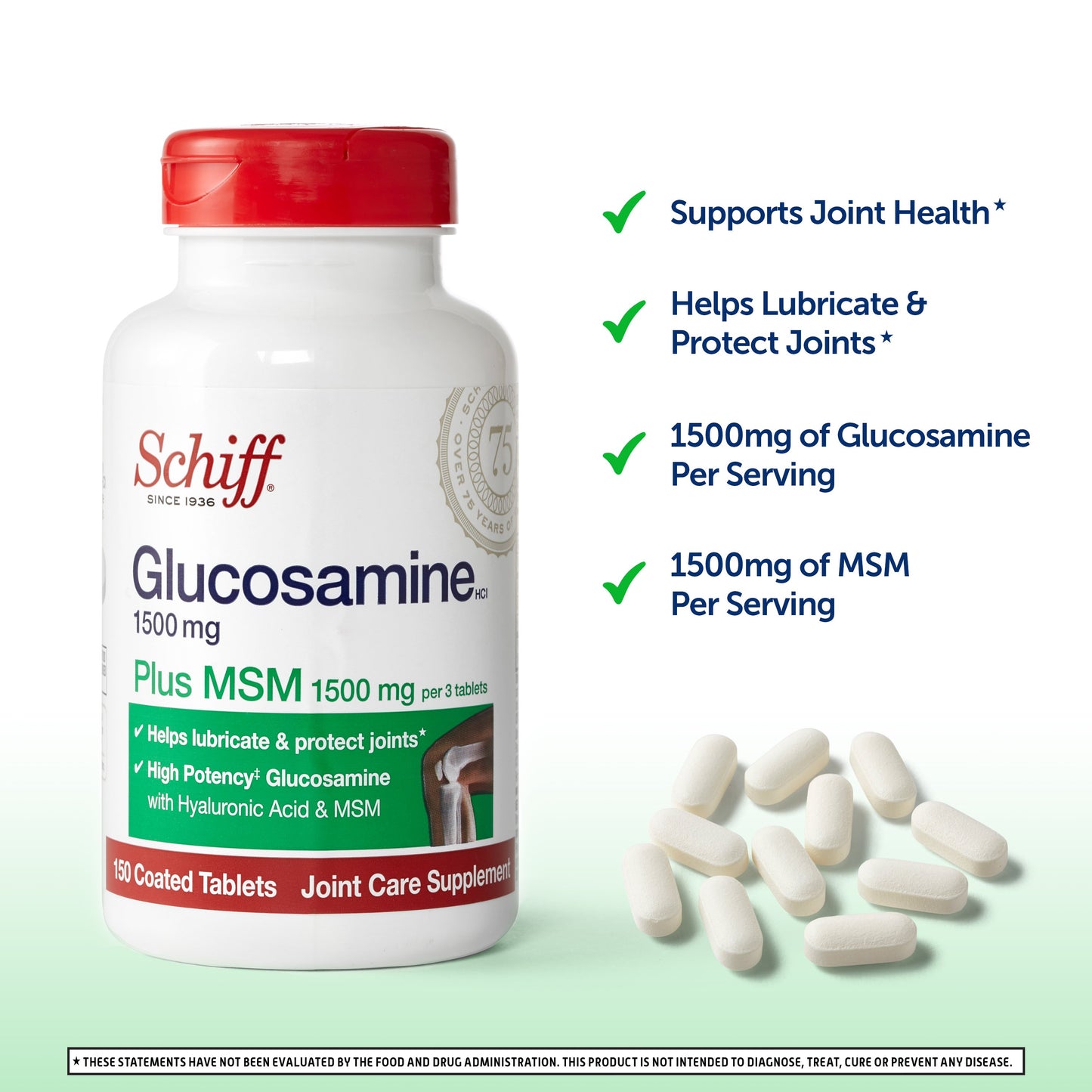 Schiff Specialty Glucosamine 1500mg Plus MSM Tablets