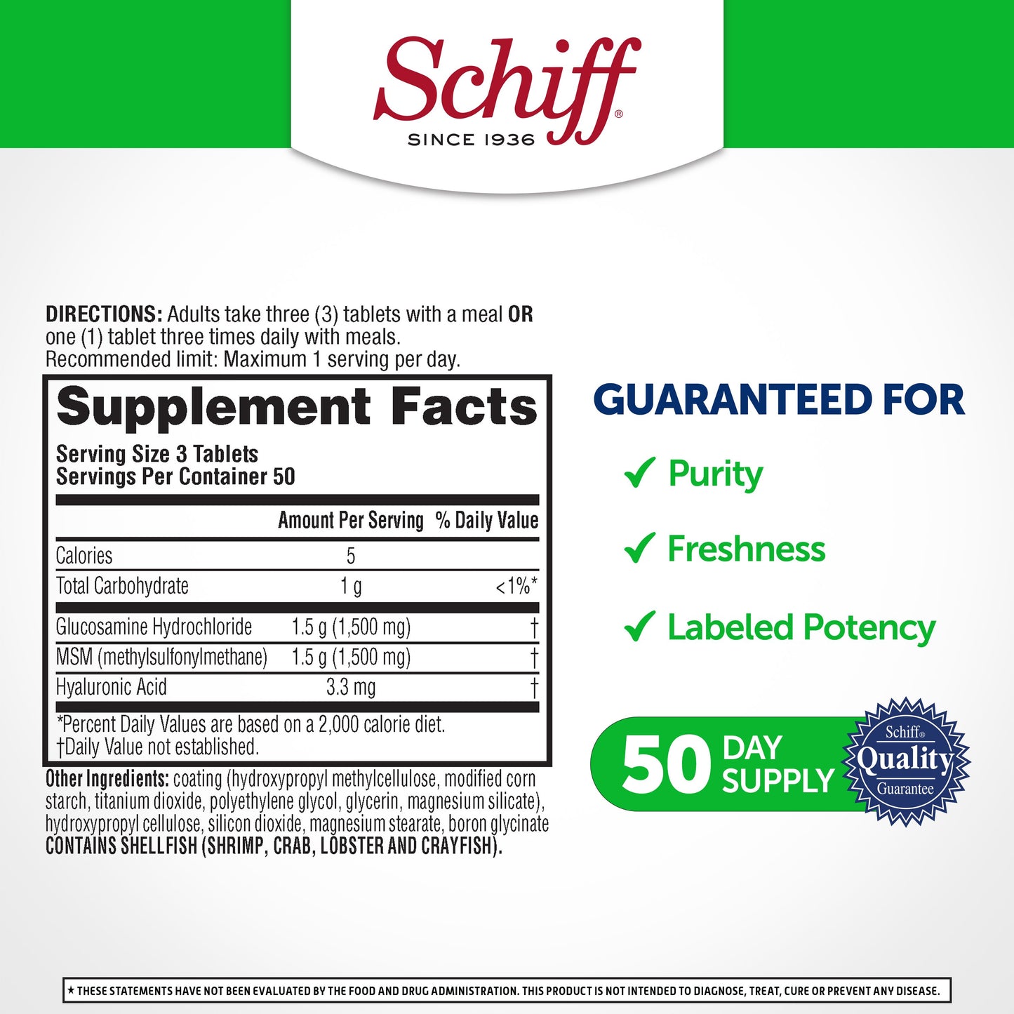 Schiff Specialty Glucosamine 1500mg Plus MSM Tablets
