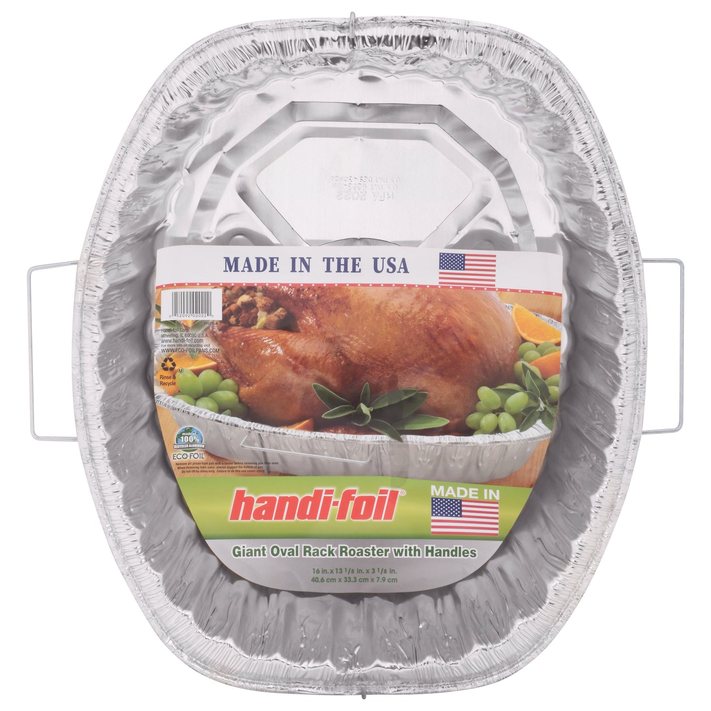 Handi-Foil Giant Oval Rack Roaster Foil Pan with Handles