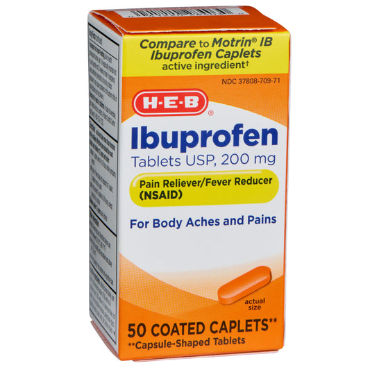 H-E-B Ibuprofen Coated Caplets - 200 mg
