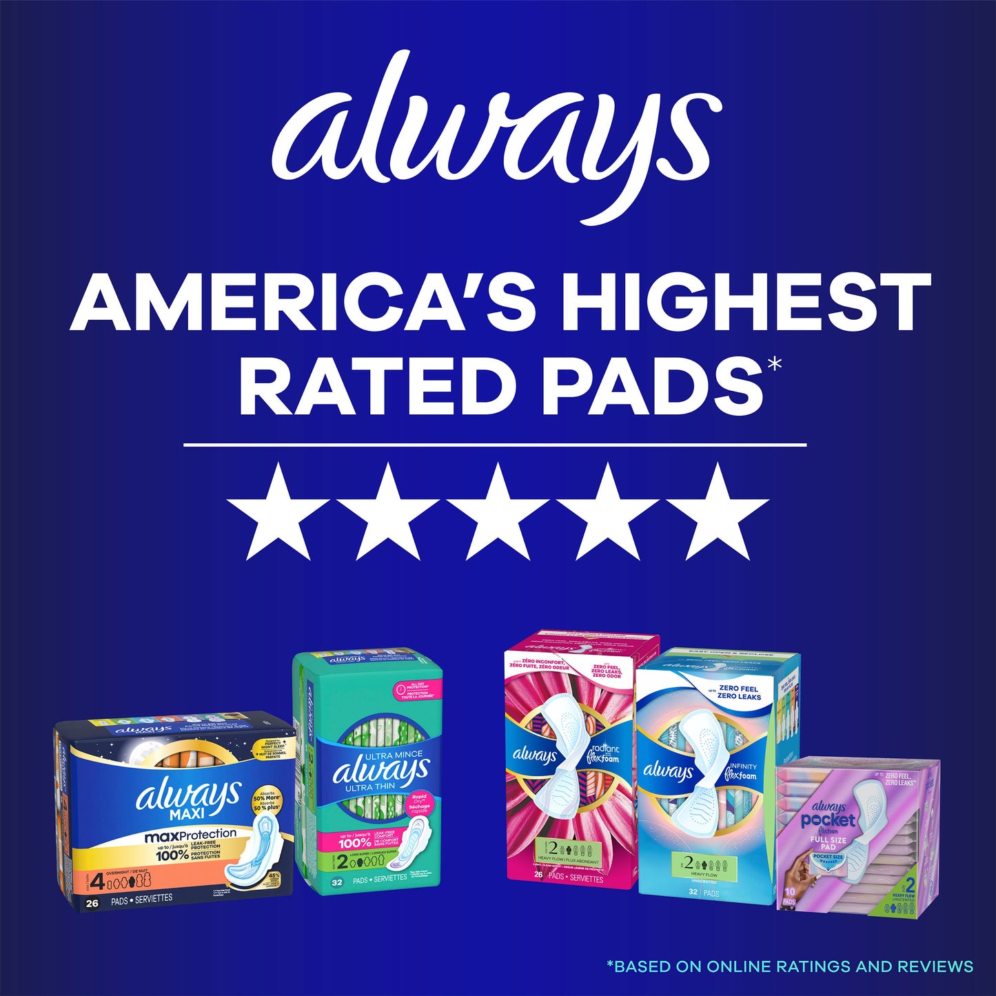 Always Ultra Thin Overnight Pads with Wings, Overnight, Unscented Size 4