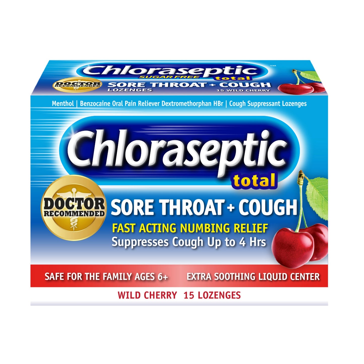 Chloraseptic Sore Throat + Cough Sugar Free Lozenges - Wild Cherry