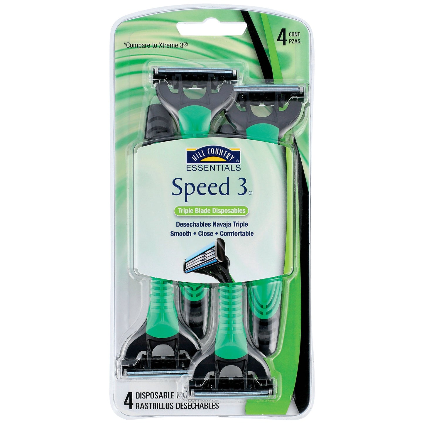 Hill Country Essentials Men's Speed 3 Triple Blade Disposable Razors For Sensitive Skin